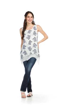 PT-16104 - FLORAL LAYERED TUNIC - Colors: AS SHOWN - Available Sizes:XS-XXL - Catalog Page:48 